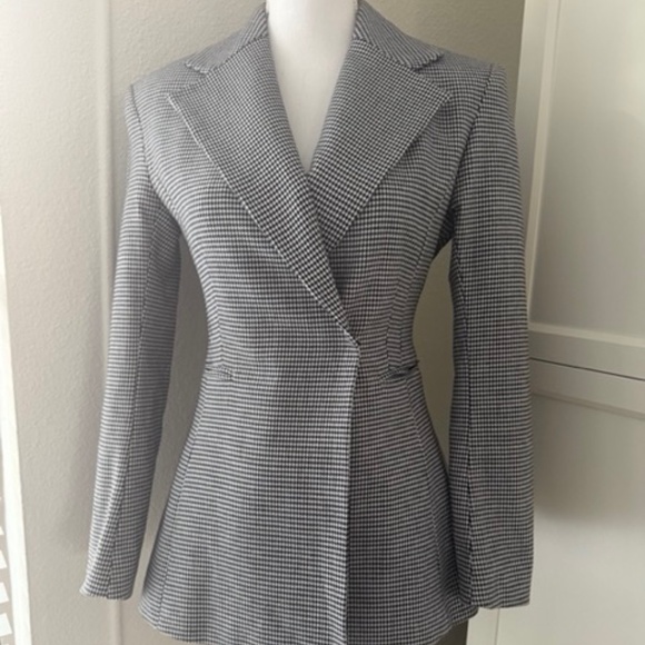 H&M Houndstooth Blazer US 4 Black and White Career Business Casual NWT - Picture 2 of 7